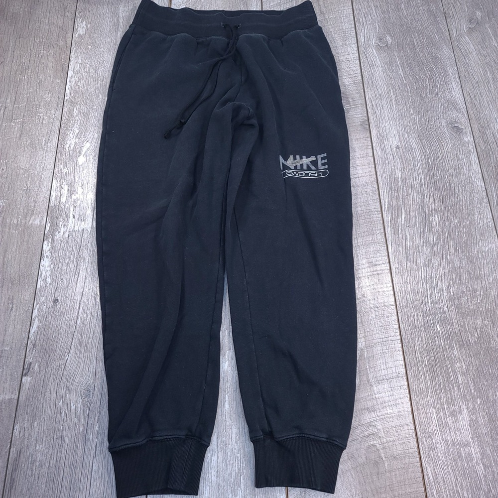 Nike Sportswear Joggers Womens Size Large Black Logo Swoosh Fleece Sweatpants